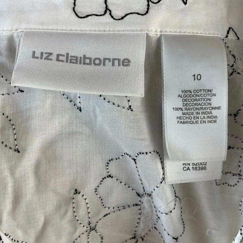 NWT Liz Claiborne Floral Button Down Shirt Size 10 - Picture 9 of 9